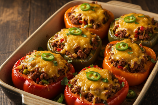 Jalapeño Cheddar Beef Stuffed Peppers