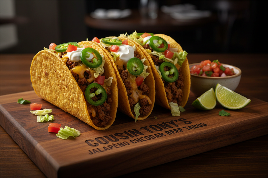 Jalapeño Cheddar Beef Tacos