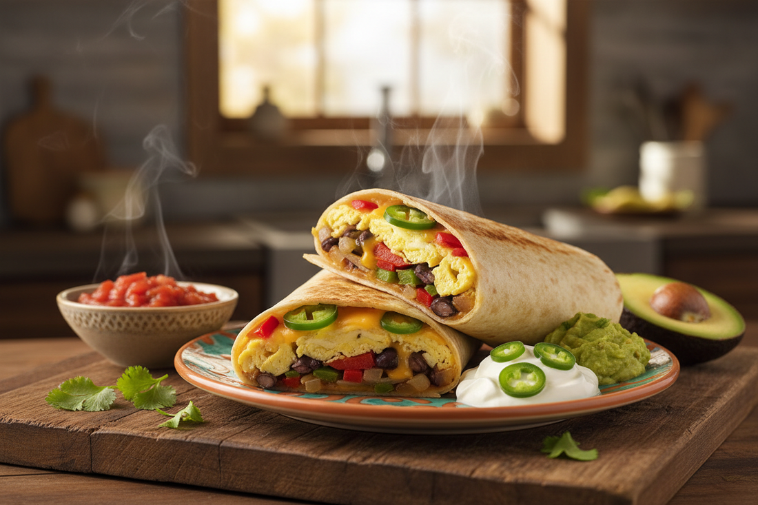 Jalapeño Cheddar Veggie Breakfast Burritos