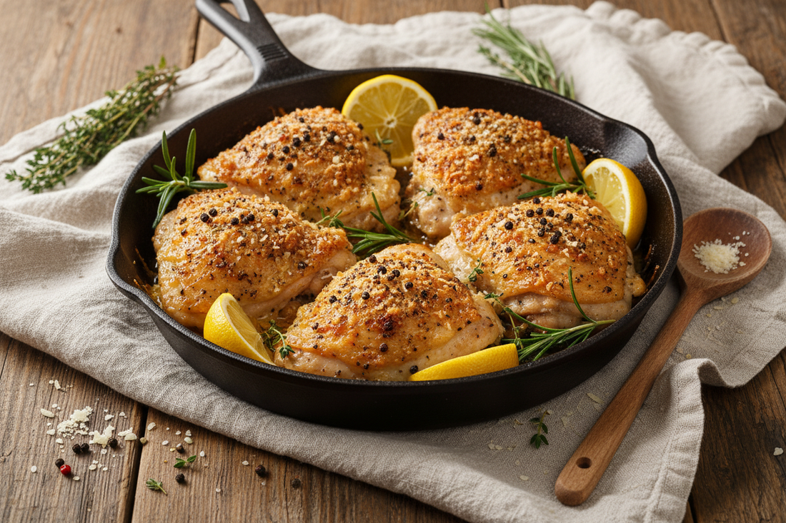 Peppercorn Parmesan Baked Chicken Thighs