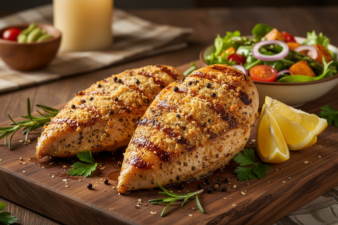 Peppercorn Parmesan Grilled Chicken Breasts