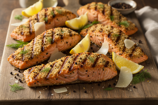 Peppercorn Parmesan Grilled Salmon