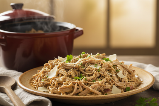 Peppercorn Parmesan Slow Cooker Pulled Pork