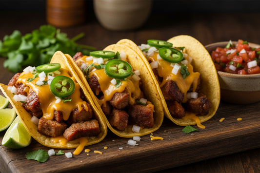 Jalapeño Cheddar Carnitas Tacos