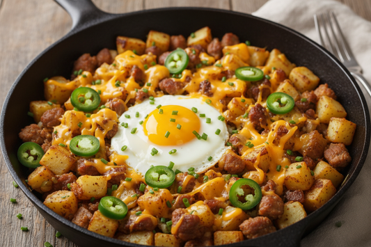 Jalapeño Cheddar Pork Breakfast Hash